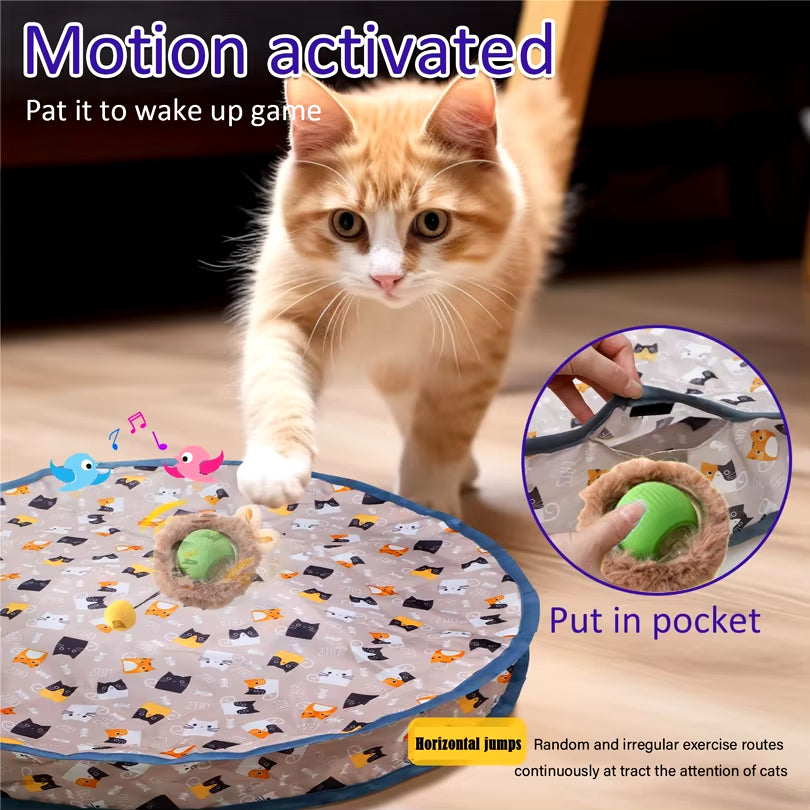 Dropshipping Interactive Cat Toys Ball Fast Rolling in Pouch Kitten Toy Motion Activated Interactive Cat Toy for Indoor