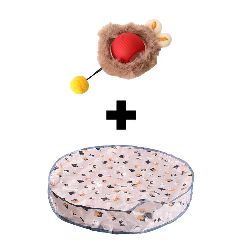 Dropshipping Interactive Cat Toys Ball Fast Rolling in Pouch Kitten Toy Motion Activated Interactive Cat Toy for Indoor