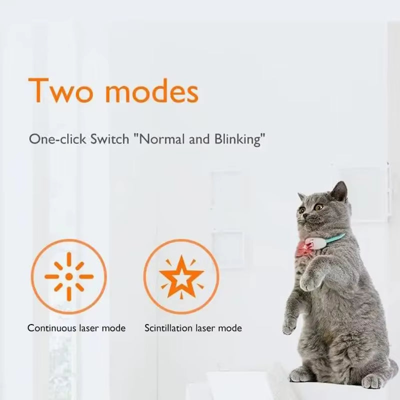 New Smart LED Laser Collar for Cats USB Rechargeable with Adjustable Angle Fun Cat Toy Teasing Laser Pen Collar Pet Teaser Stick