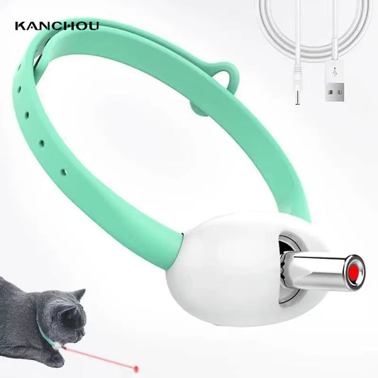 New Smart LED Laser Collar for Cats USB Rechargeable with Adjustable Angle Fun Cat Toy Teasing Laser Pen Collar Pet Teaser Stick