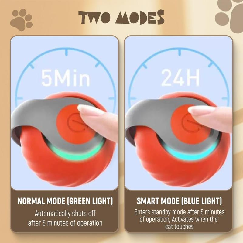 Interactive Cat Toy Ball 2024 - Self Rolling Smart Cat Dog Ball with Feathers for Bored Indoor Adult Cats, Automatic Rolling Feature Kitten
