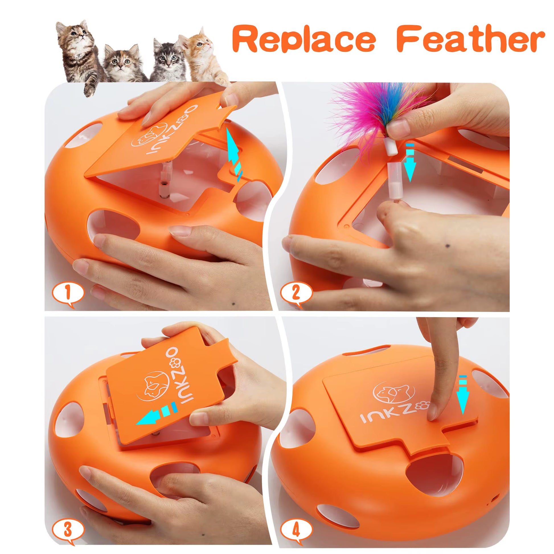 INKZOO Cat Toys, Interactive Cat Toys for Indoor Cats, Smart Interactive Kitten Toy, Automatic 7 Holes Mice Whack-A-Mole