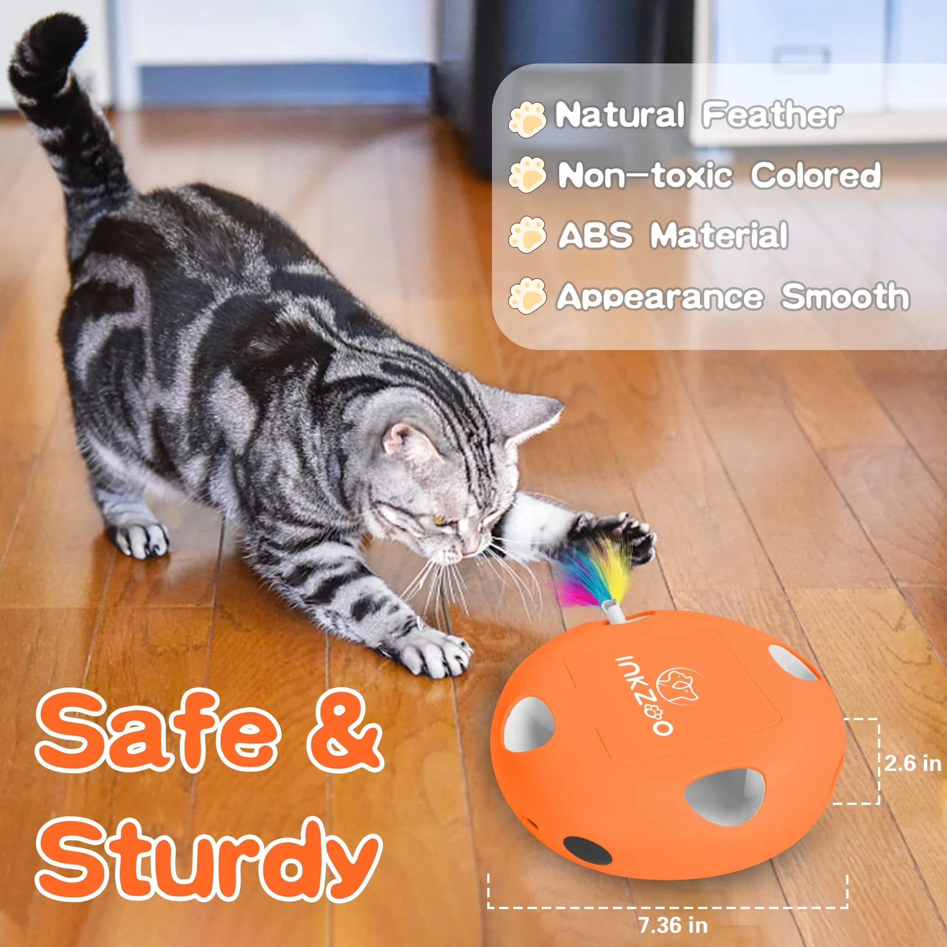 INKZOO Cat Toys, Interactive Cat Toys for Indoor Cats, Smart Interactive Kitten Toy, Automatic 7 Holes Mice Whack-A-Mole