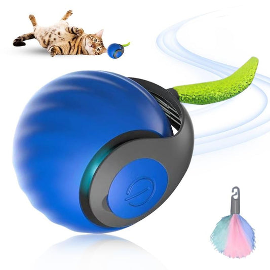 Interactive Cat Toy Ball 2024 - Self Rolling Smart Cat Dog Ball with Feathers for Bored Indoor Adult Cats, Automatic Rolling Feature Kitten