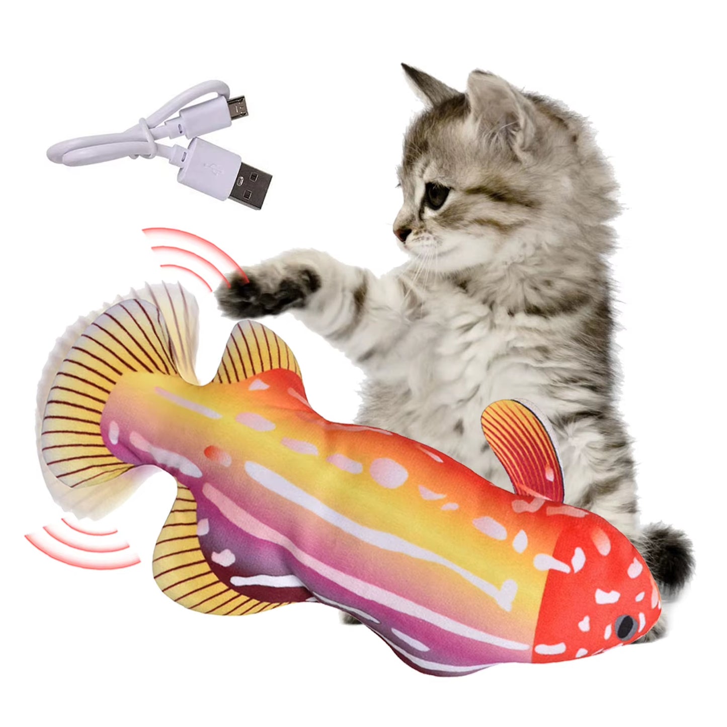Floppy Fish Cat Toy Moving Fish Toy Pet USB Charger Toy Interactive Electric Floppy Fish Funny Cat Chewing Playing Supplies