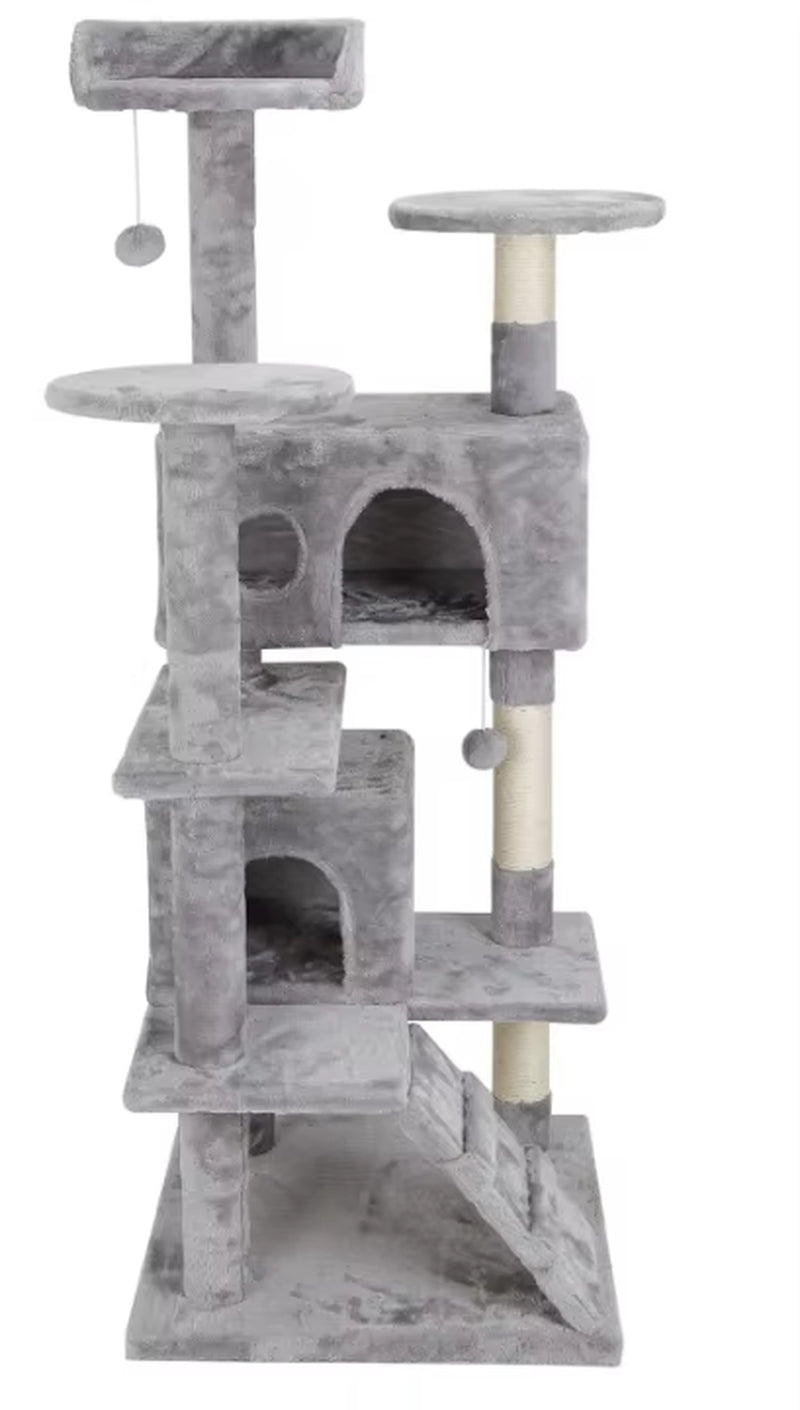55" Cat Tree Tower Activity Center Playing House Grey/Beige/Blue/Brown/Pink