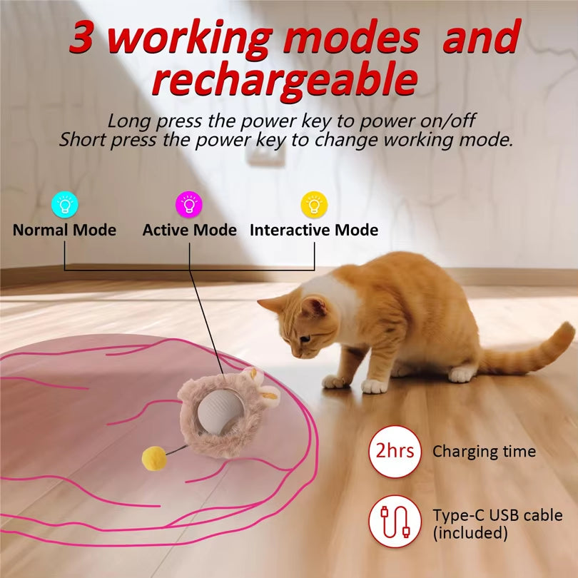 Dropshipping Interactive Cat Toys Ball Fast Rolling in Pouch Kitten Toy Motion Activated Interactive Cat Toy for Indoor