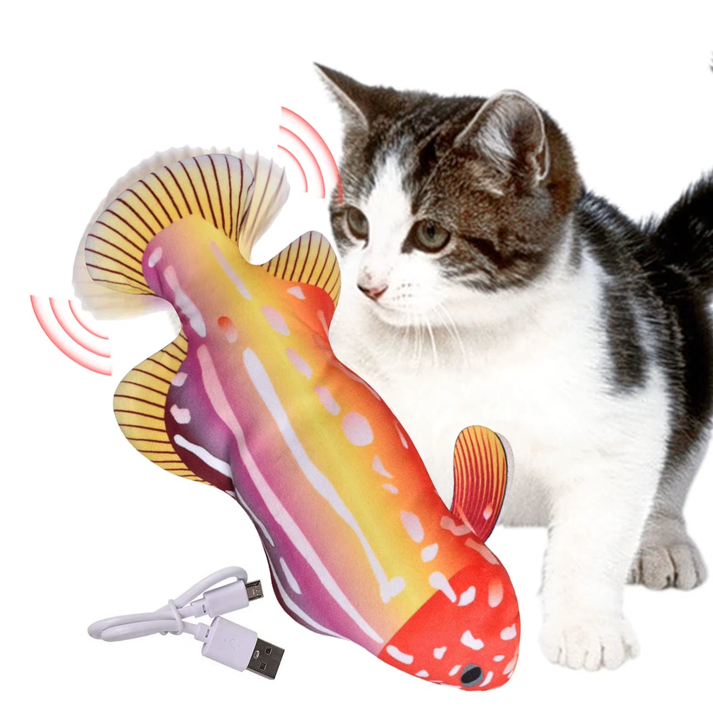Floppy Fish Cat Toy Moving Fish Toy Pet USB Charger Toy Interactive Electric Floppy Fish Funny Cat Chewing Playing Supplies